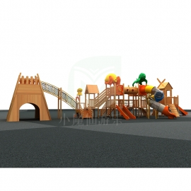 幼兒園孩子們黃花梨木制組合攀爬滑梯